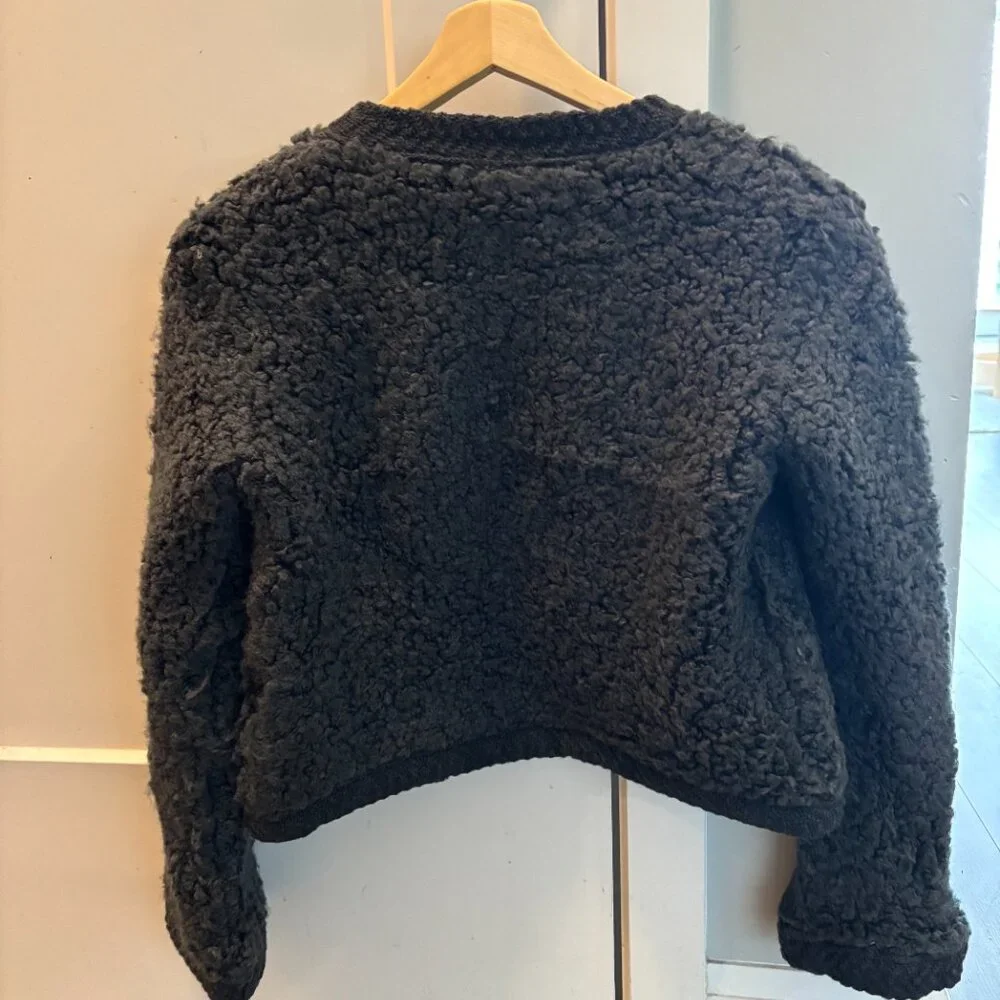 Massimo Dutti Sheep Skin Boucle Knit Alpaca Blend Cardigan - Picture 3 of 3